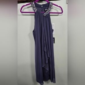 Embellished Halter Dress - Slate Gray - SZ 10